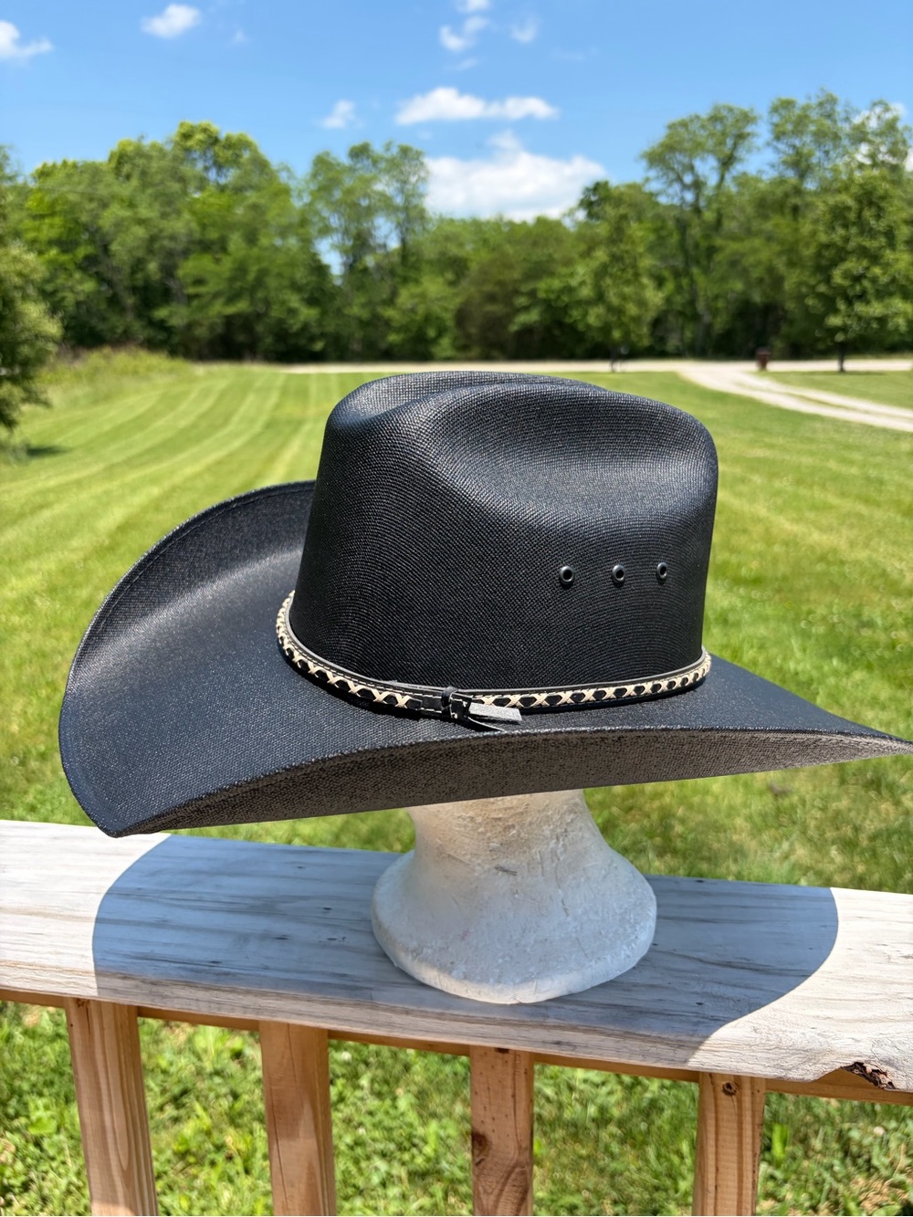 LONE STAR American Canvas Straw Bangora  Western Cowboy Hat Size L/XL Black